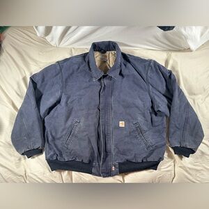 Carhartt 101623-410 Faded Navy Fire Resistant FR Bomber Jacket 2XL CAT 4 Y2K